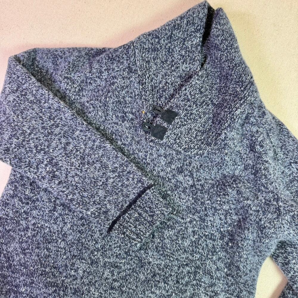 Fjallraven Lada Shawl Collar Sweater Mens L Wool Blend Navy Marled Knit Outdoors